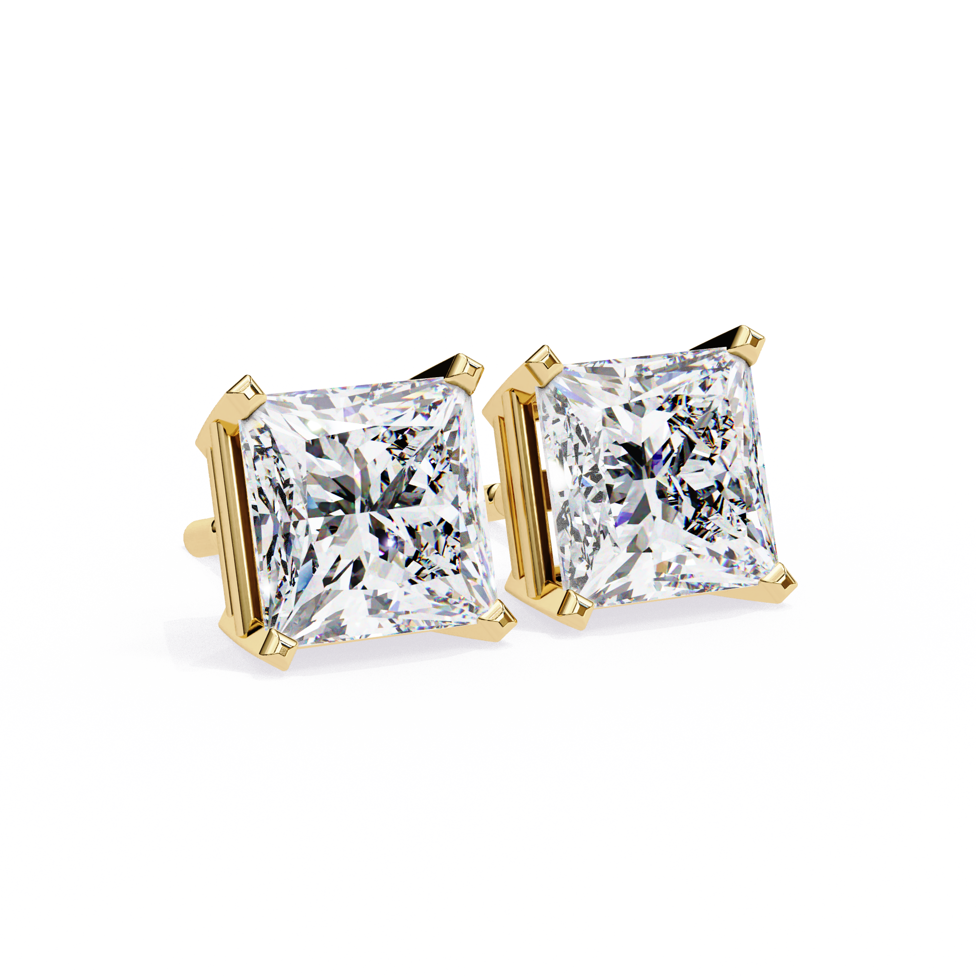 3 ct Princess studs - 4 prong setting