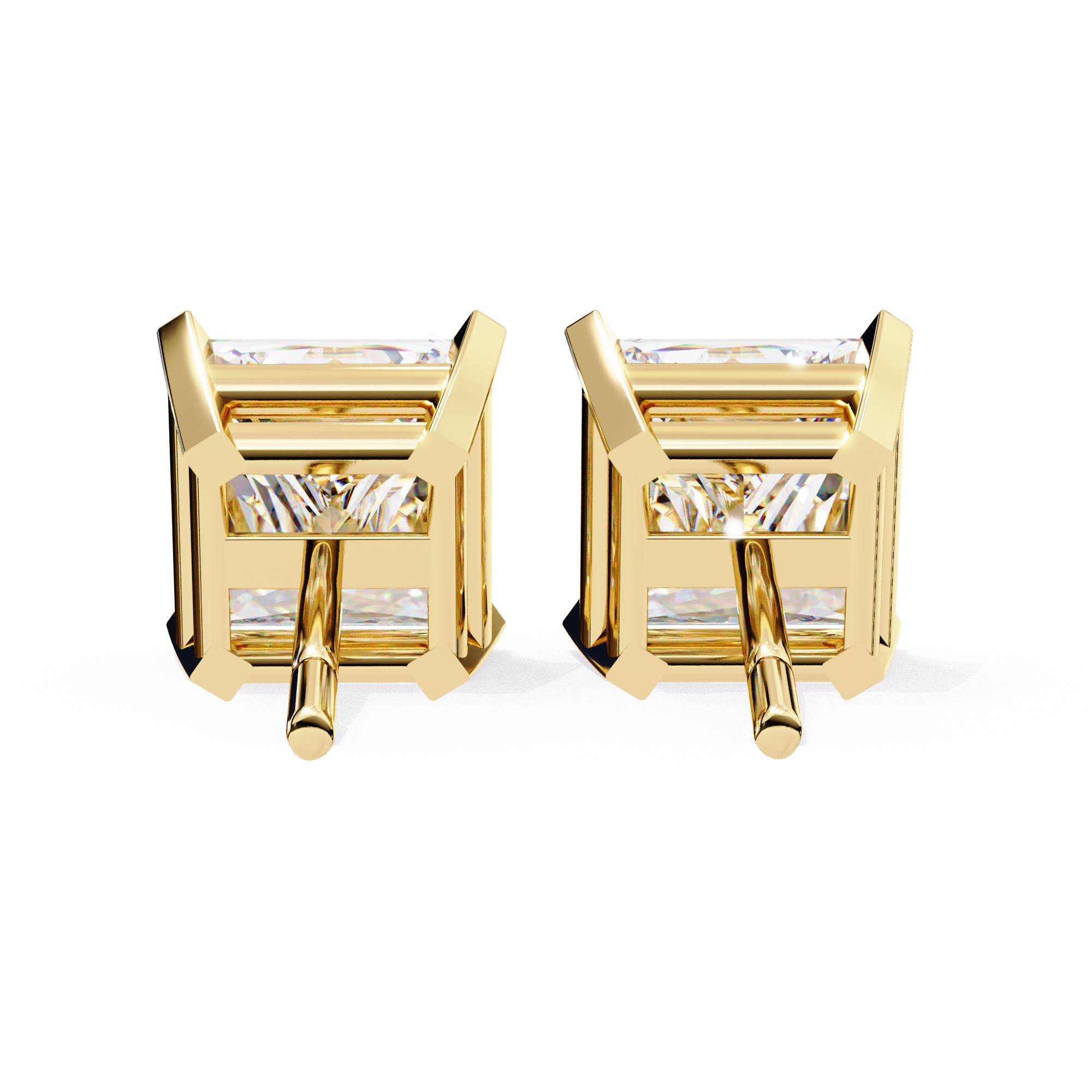 3 ct Princess studs - 4 prong setting