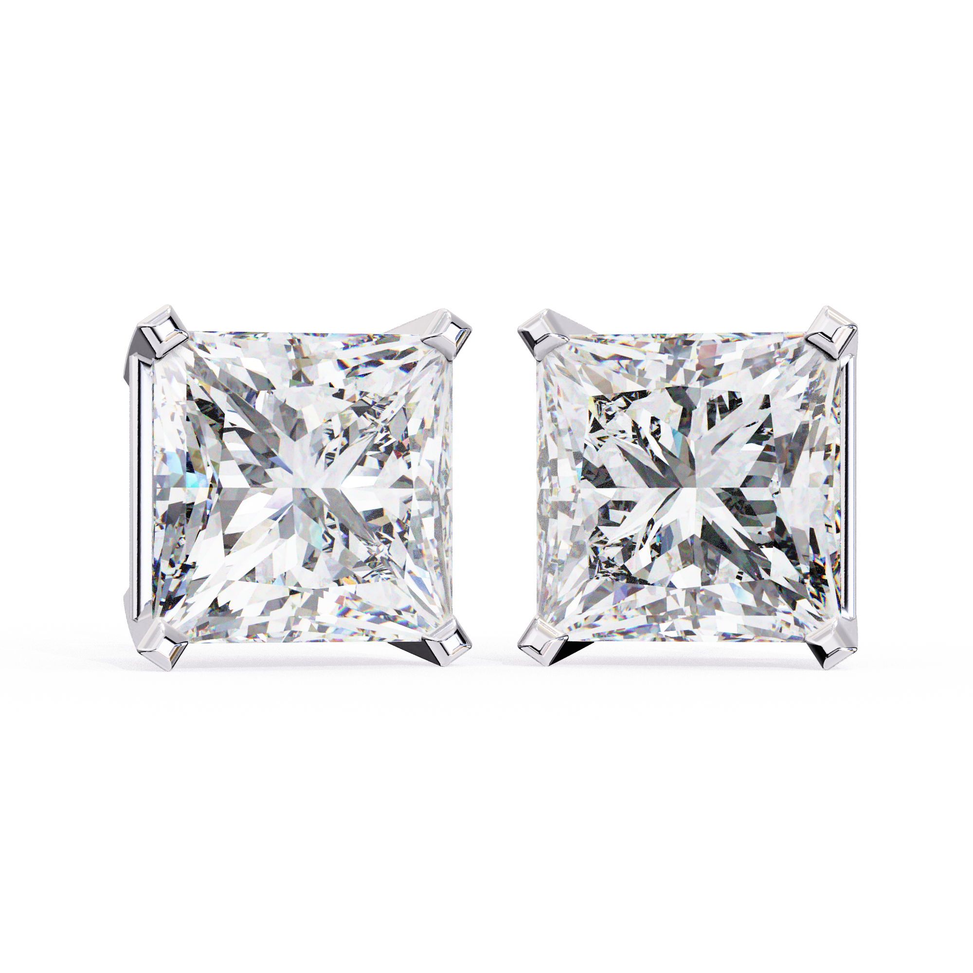 3 ct Princess studs - 4 prong setting