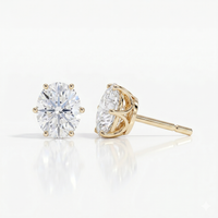 Oval solitaire studs - Lotus setting