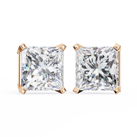 3 ct Princess studs - 4 prong setting
