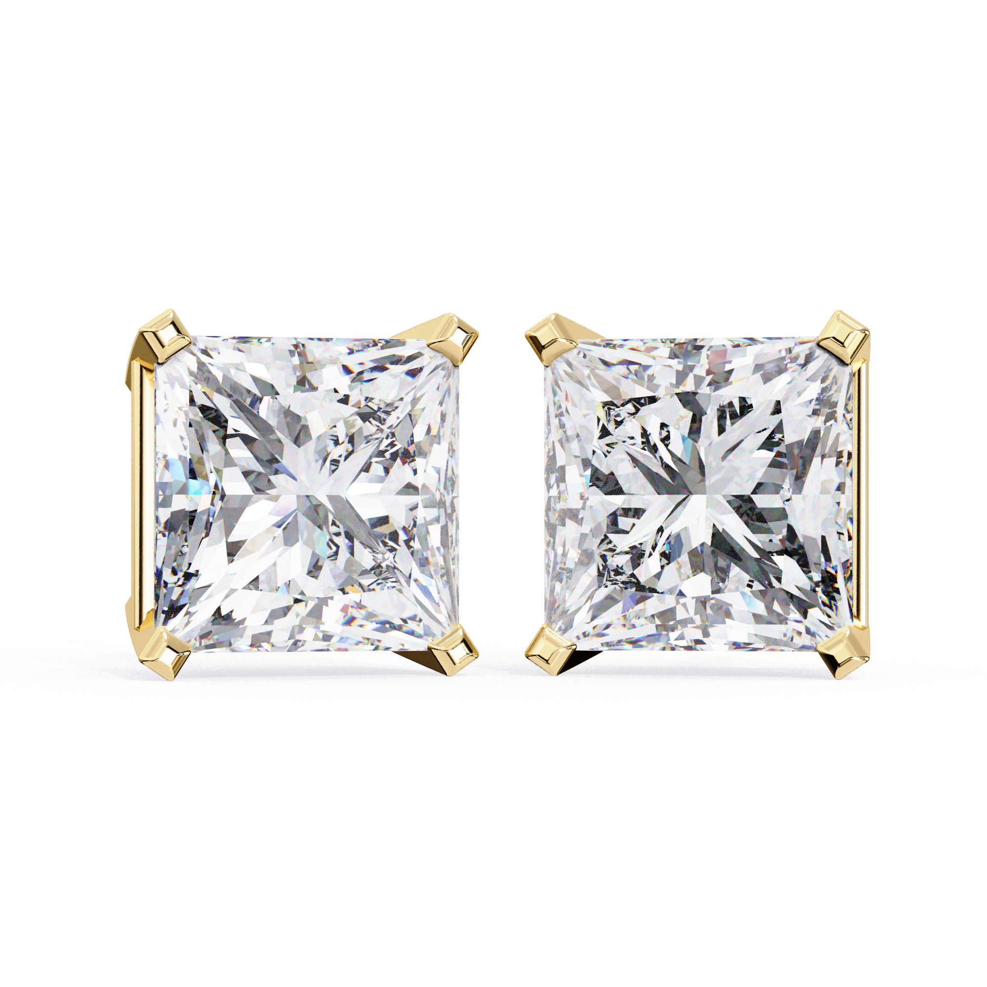 3 ct Princess studs - 4 prong setting