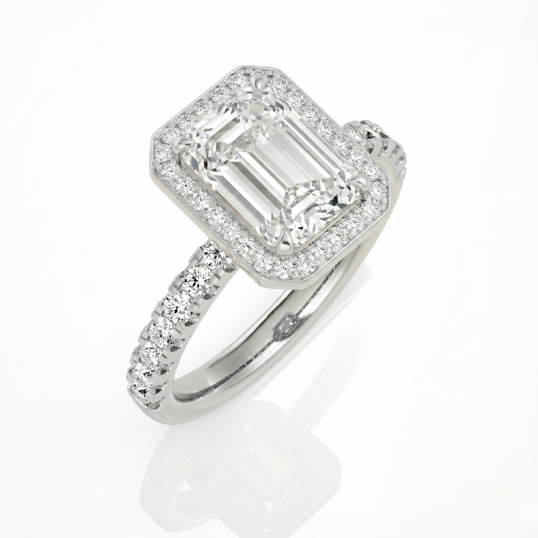 Emerald Halo Ring - 1ct