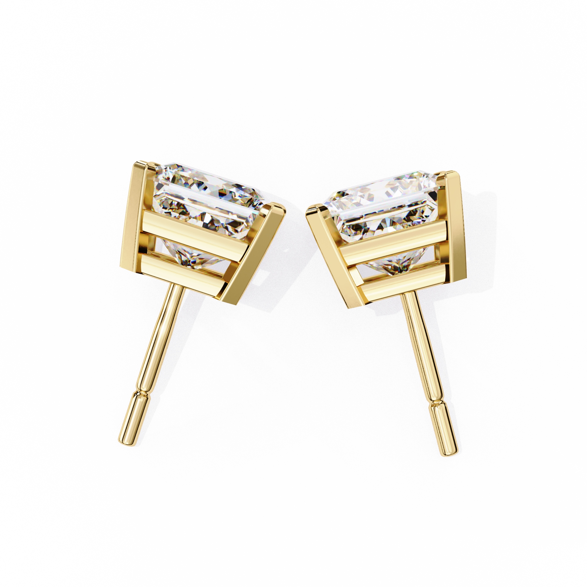 3 ct Princess studs - 4 prong setting