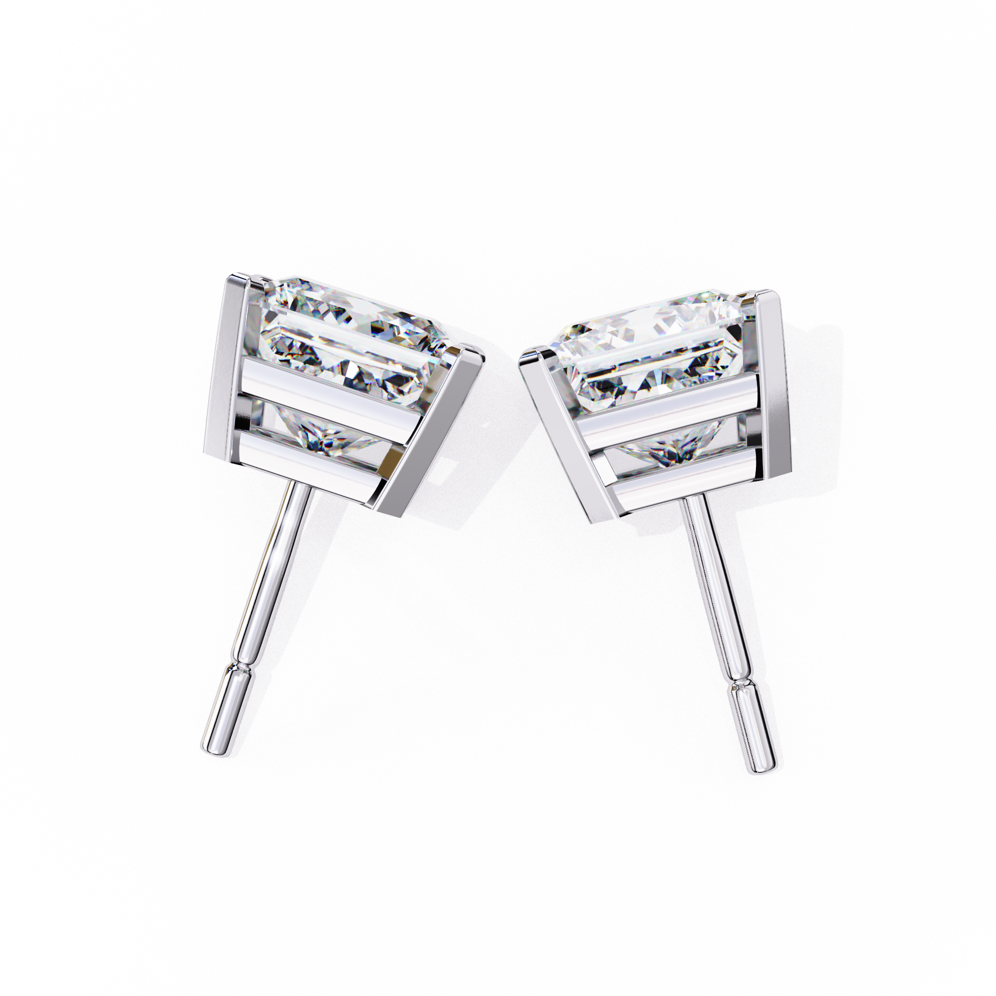 3 ct Princess studs - 4 prong setting