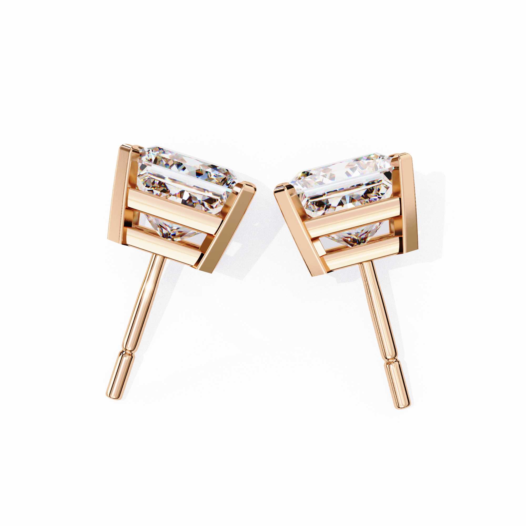 3 ct Princess studs - 4 prong setting