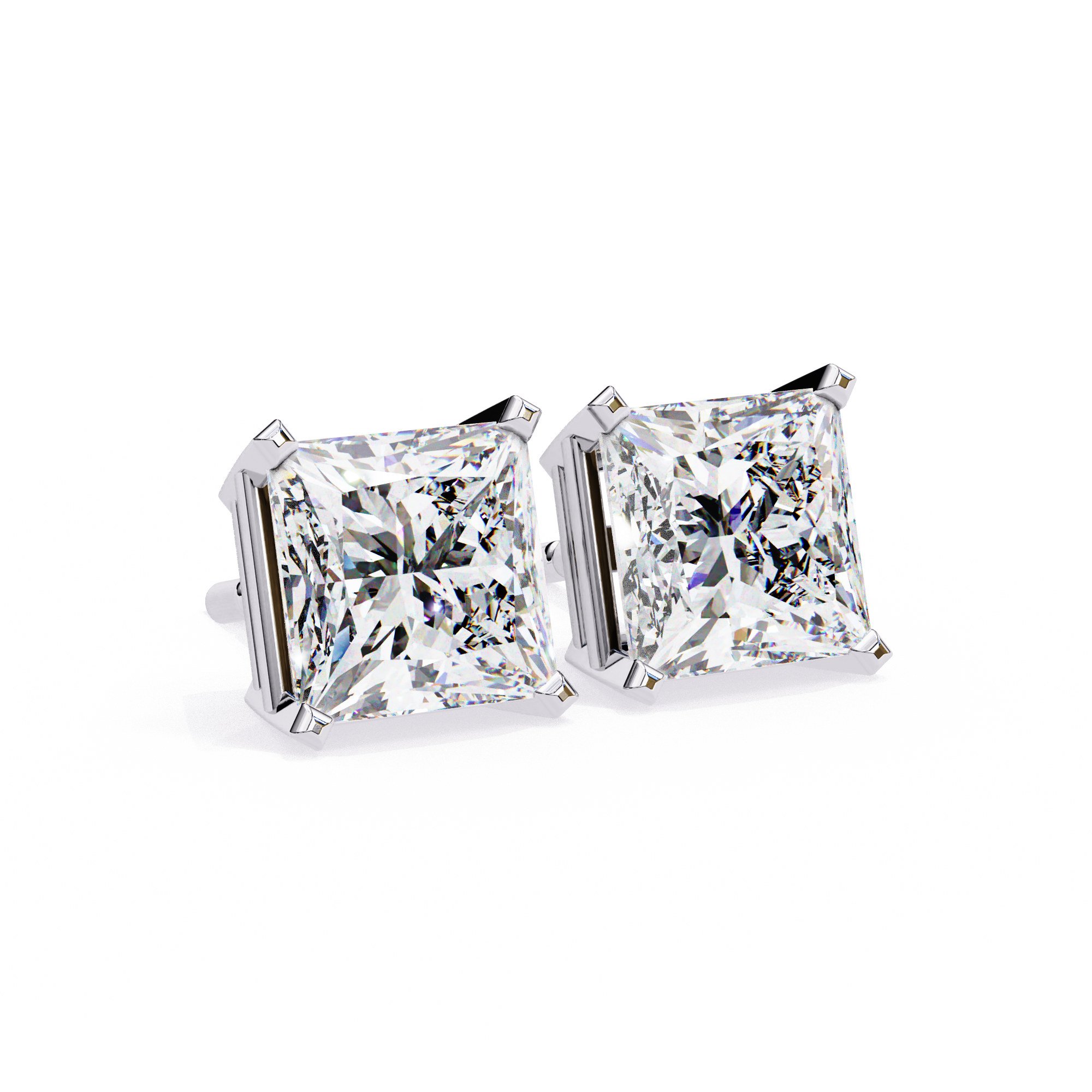 3 ct Princess studs - 4 prong setting