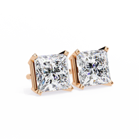 3 ct Princess studs - 4 prong setting