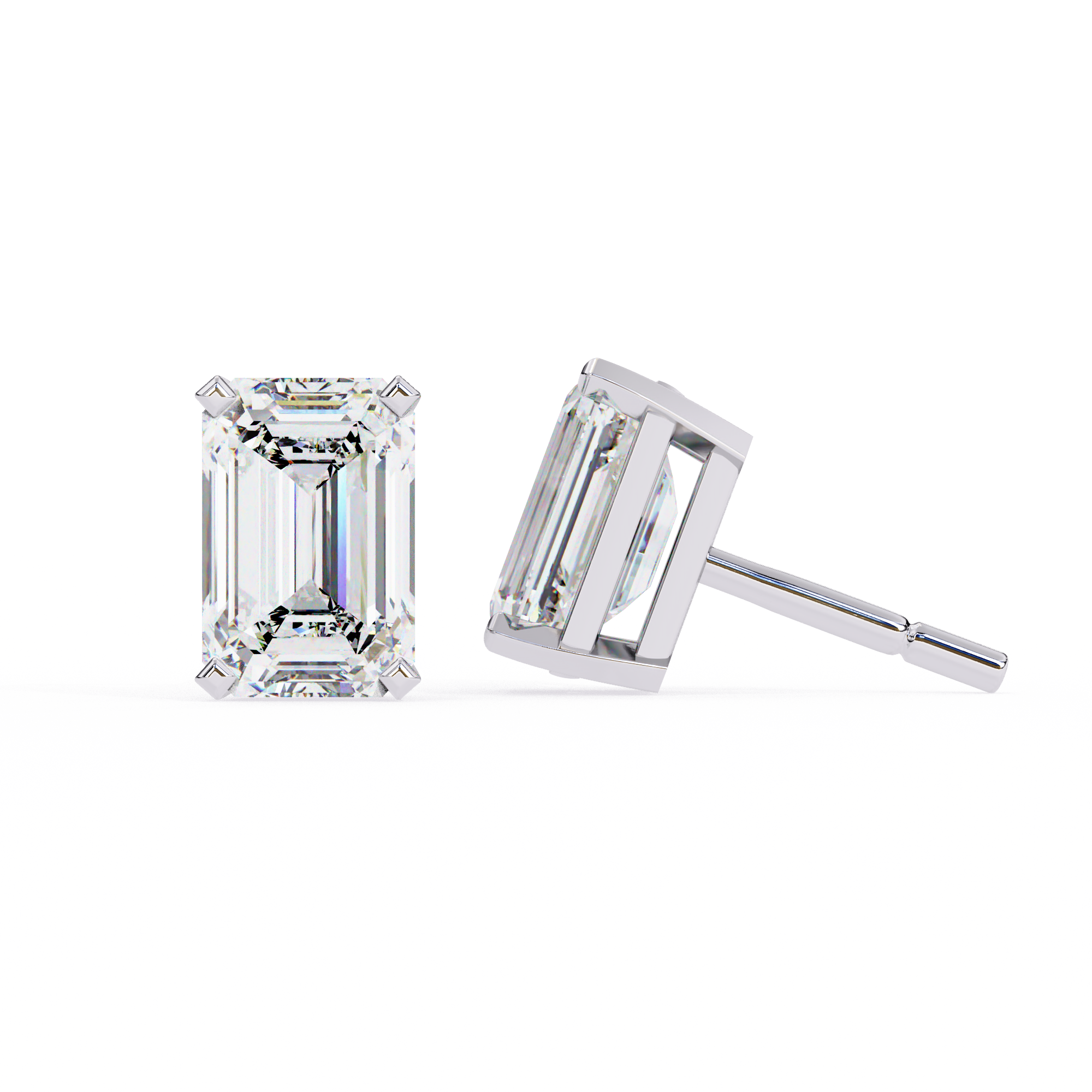 2 cts Emerald studs - Basket Setting