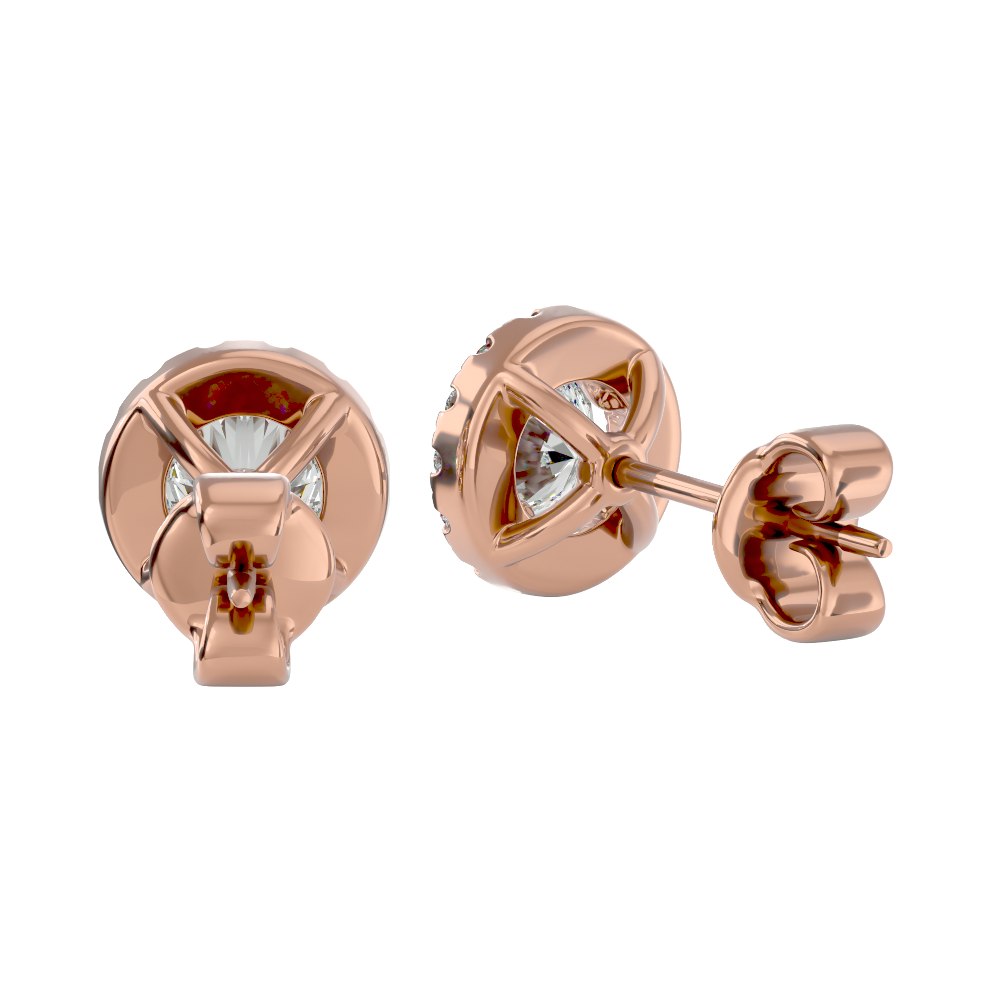 Round Halo Studs - Basket Setting