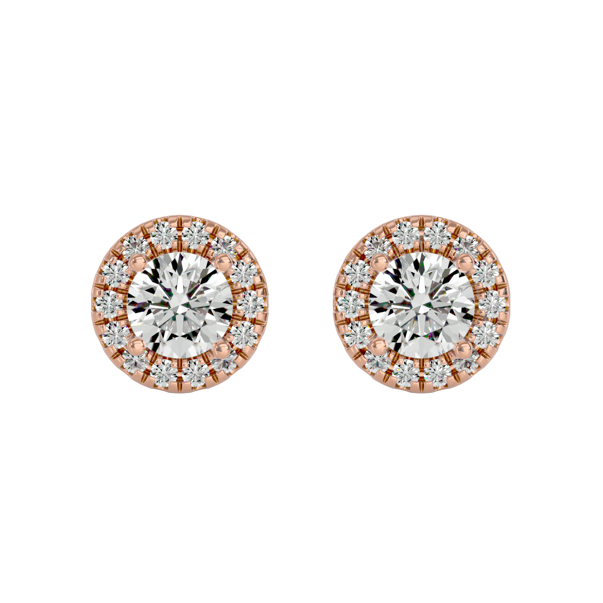 Round Halo Studs - Basket Setting