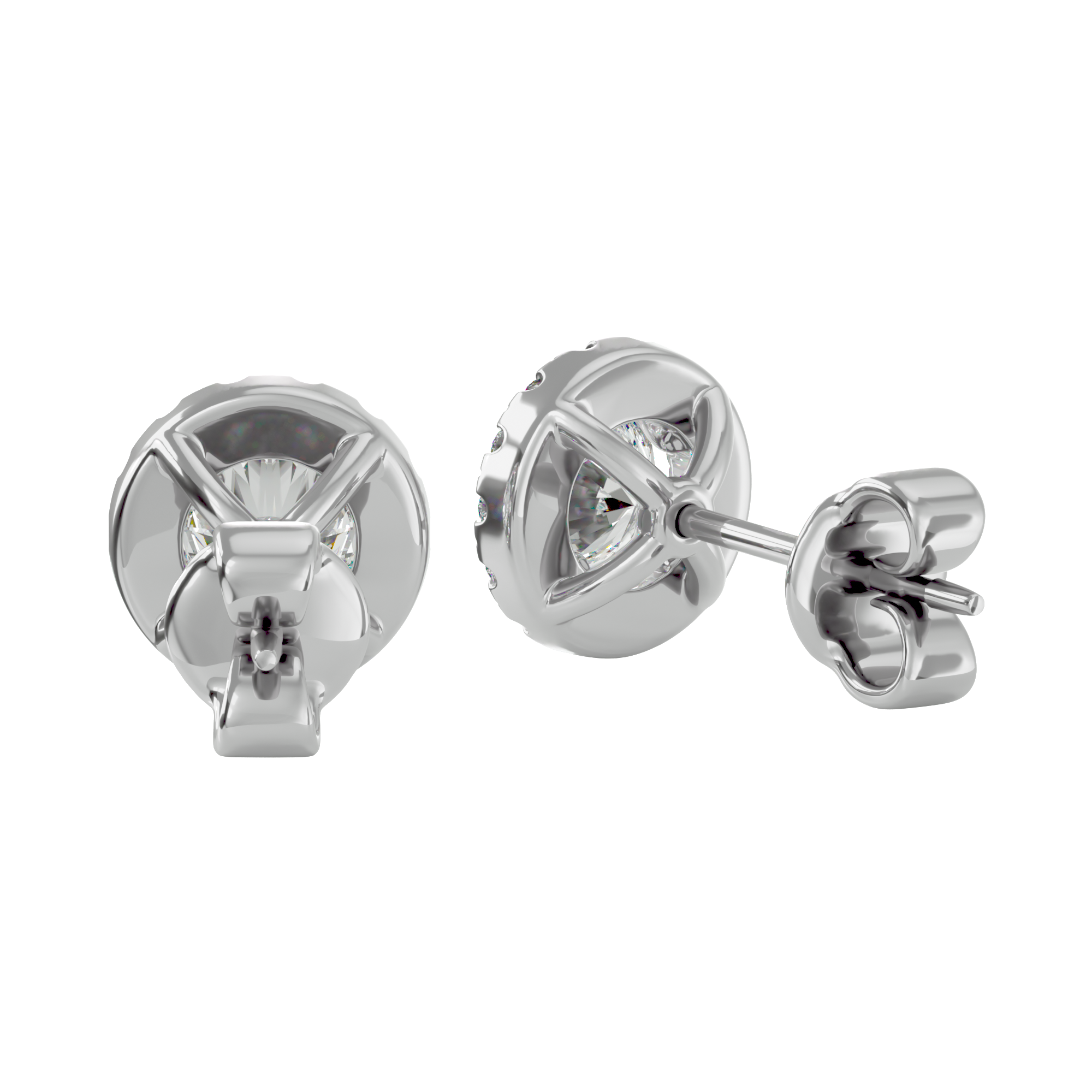 Round Halo Studs - Basket Setting
