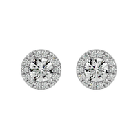 Round Halo Studs - Basket Setting