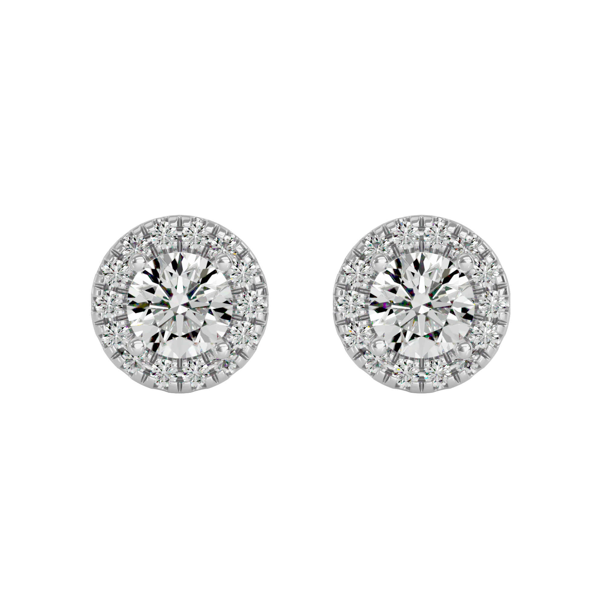 Round Halo Studs - Basket Setting