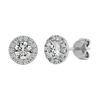 Round Halo Studs - Basket Setting