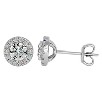 Round Halo Studs - Basket Setting