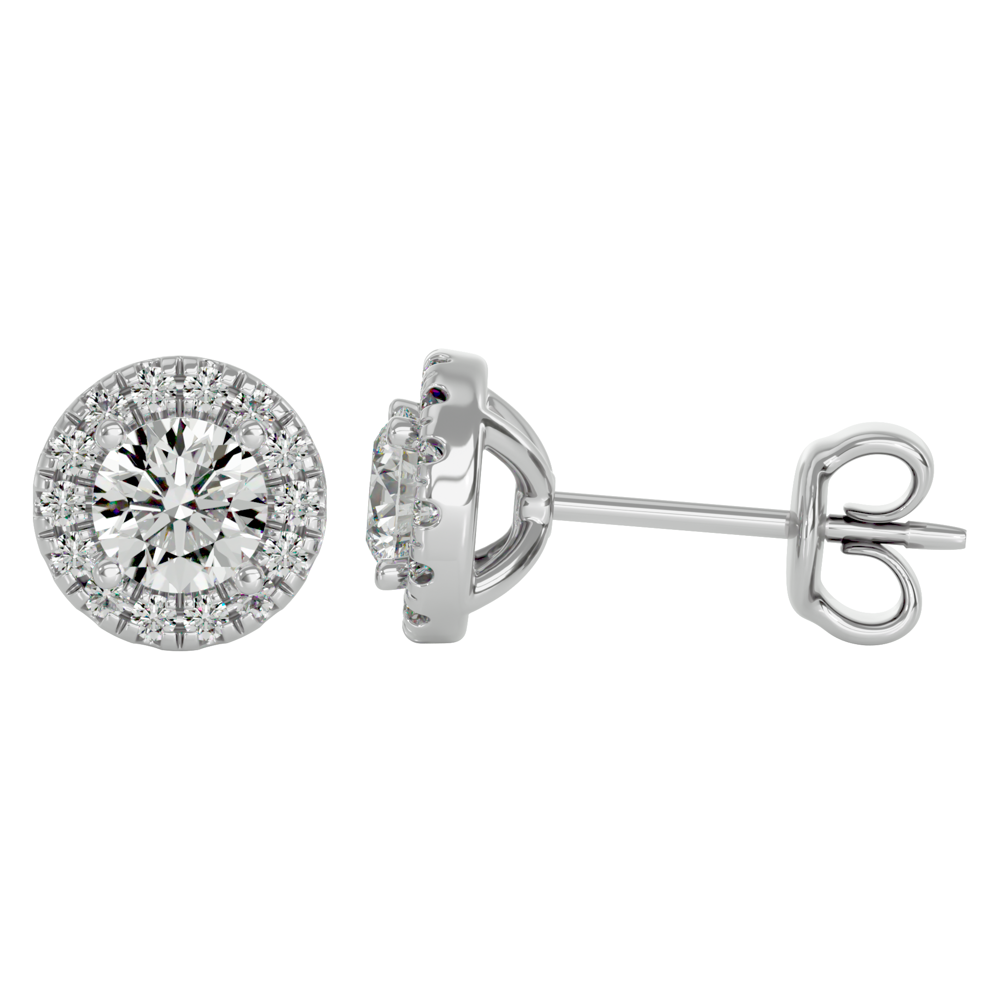 Round Halo Studs - Basket Setting
