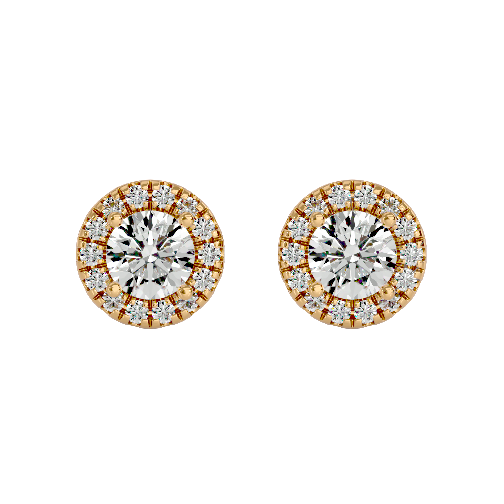 Round Halo Studs - Basket Setting