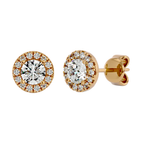 Round Halo Studs - Basket Setting