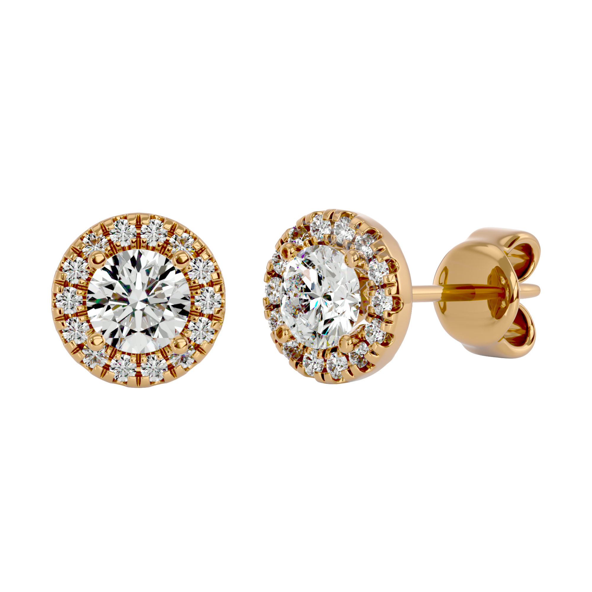 Round Halo Studs - Basket Setting