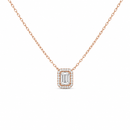 Emerald Cut Halo Necklace