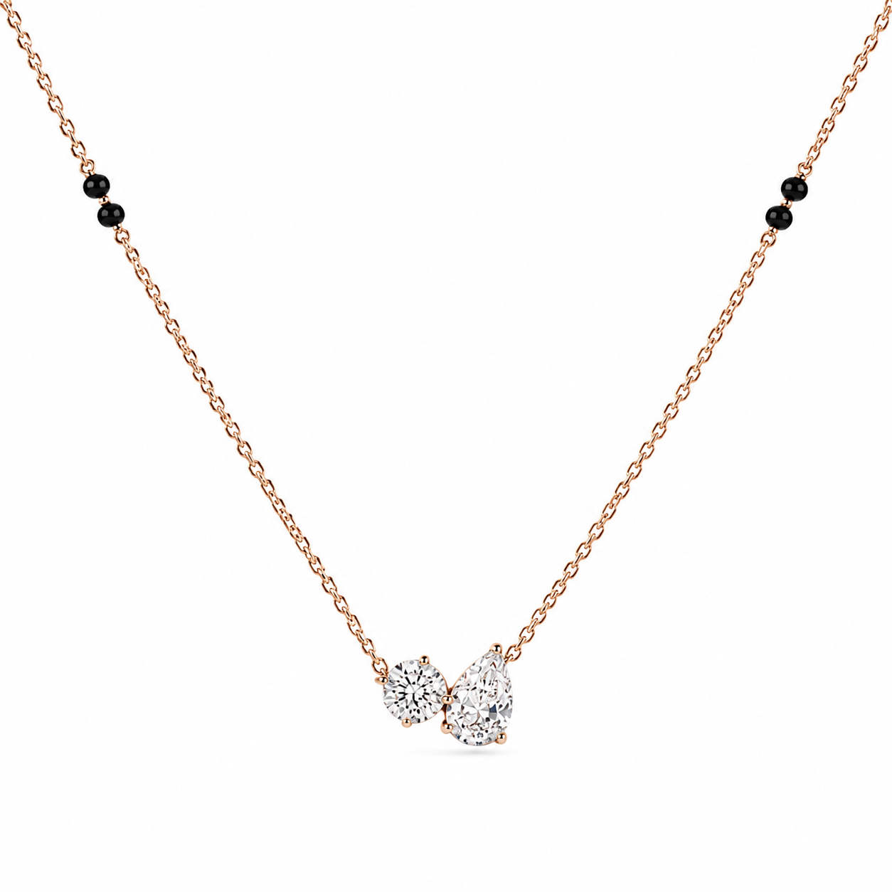 Toi et Moi Diamond Mangalsutra – 0.75 Ct Round and Pear