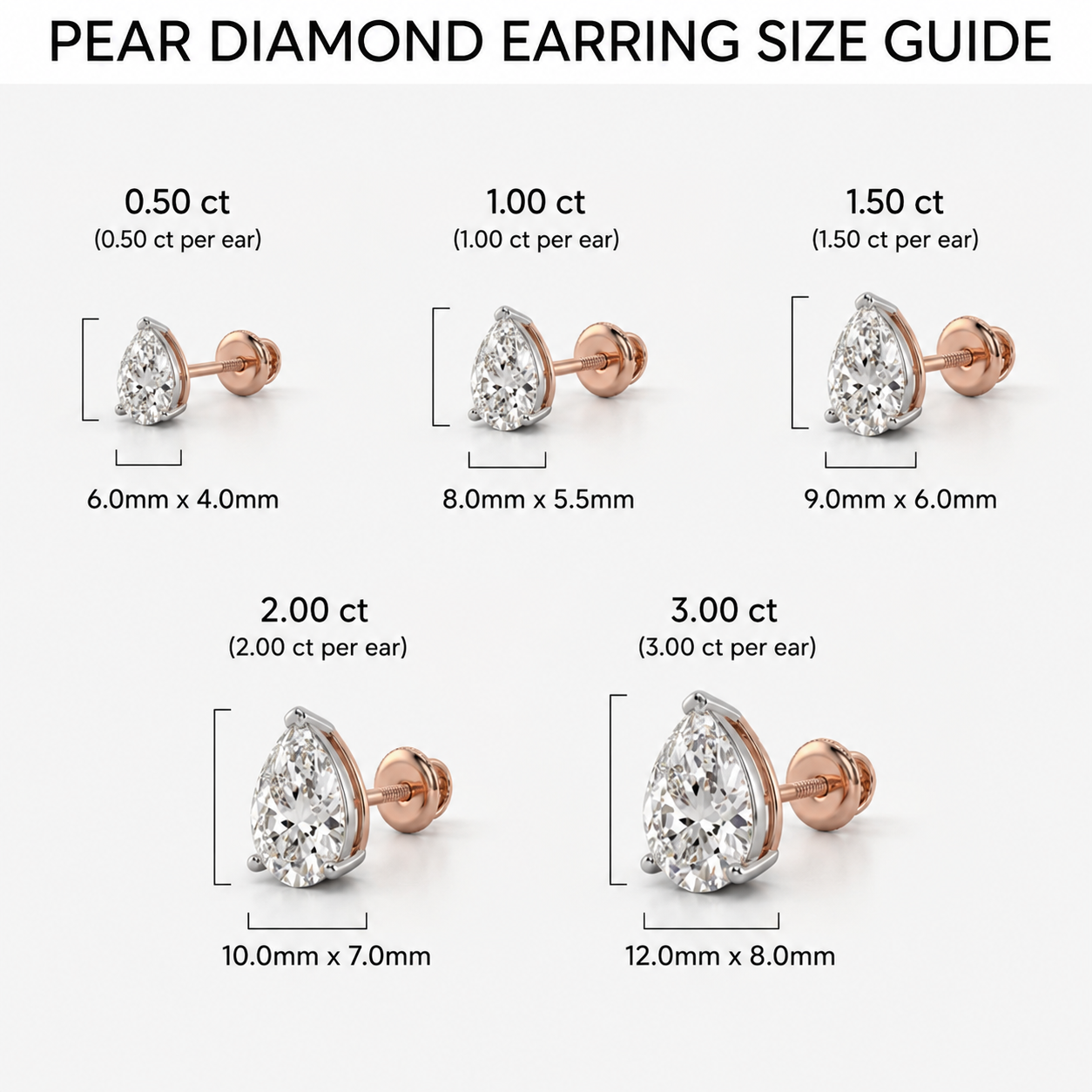 Pear studs - Basket setting