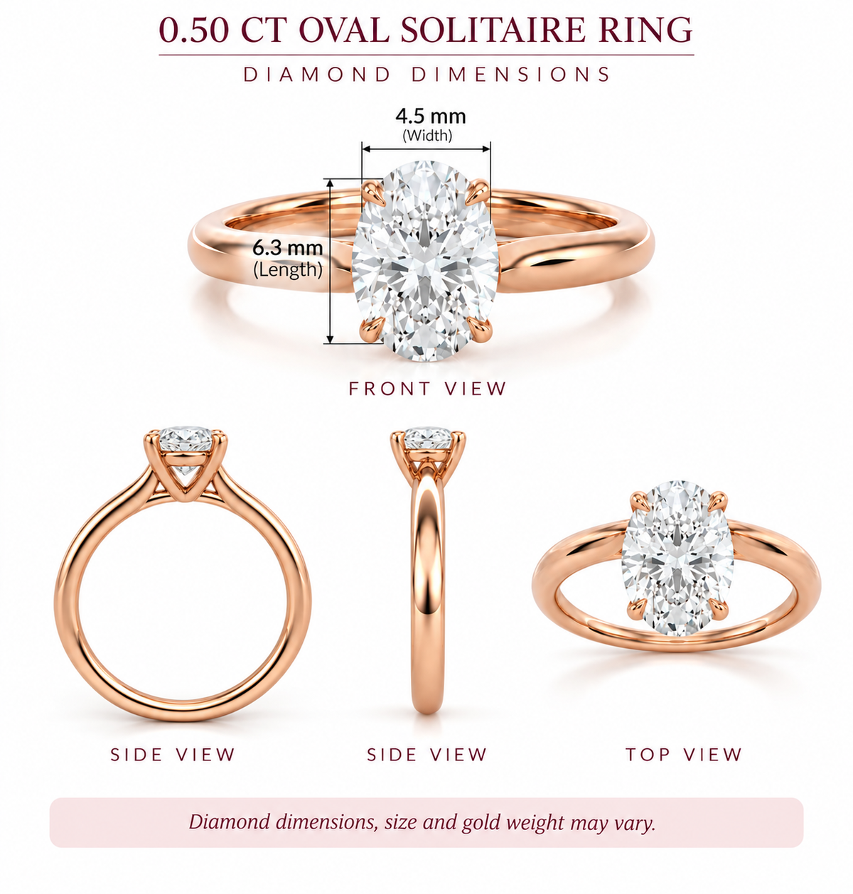 Classic solitaire ring - Oval 0.5ct