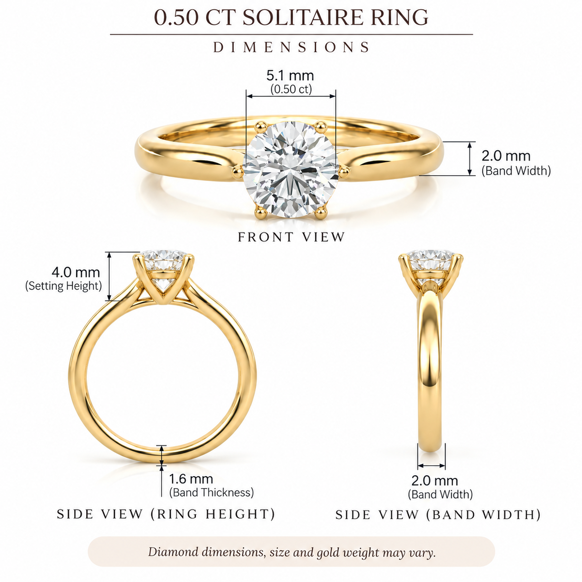 Classic solitaire ring - Round 0.5ct