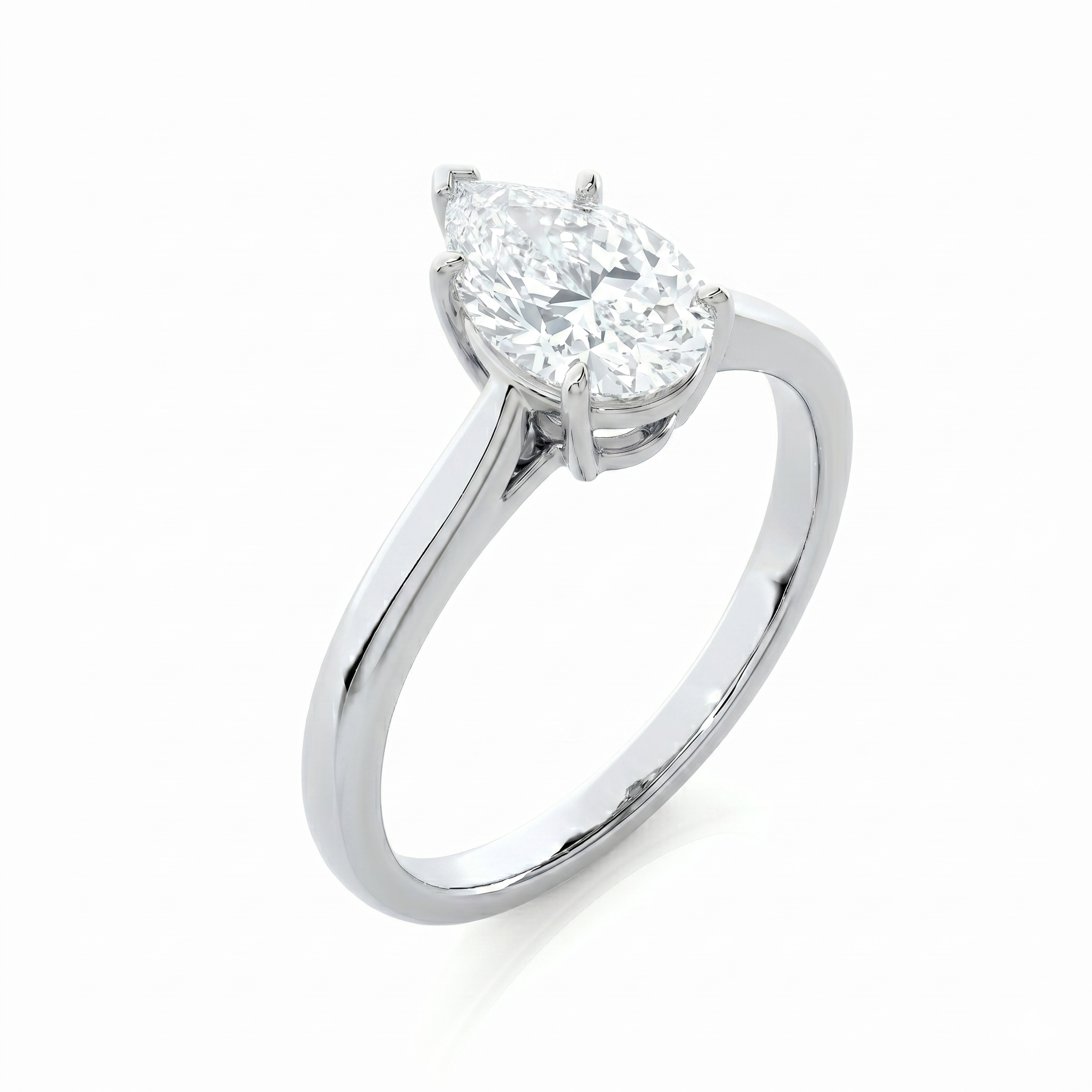 Classic solitaire ring - Pear 1ct