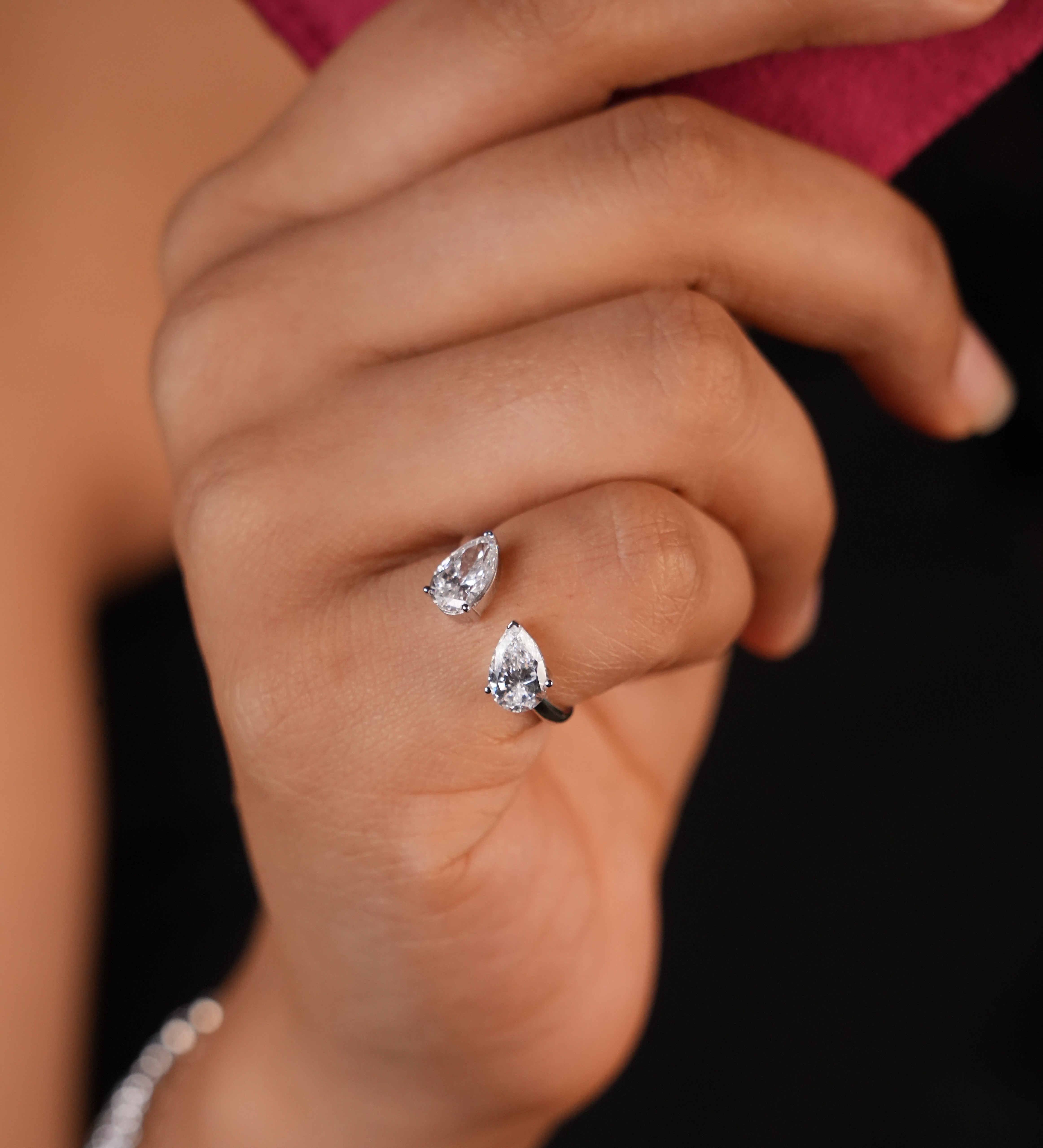 Twin Pear Open Ring