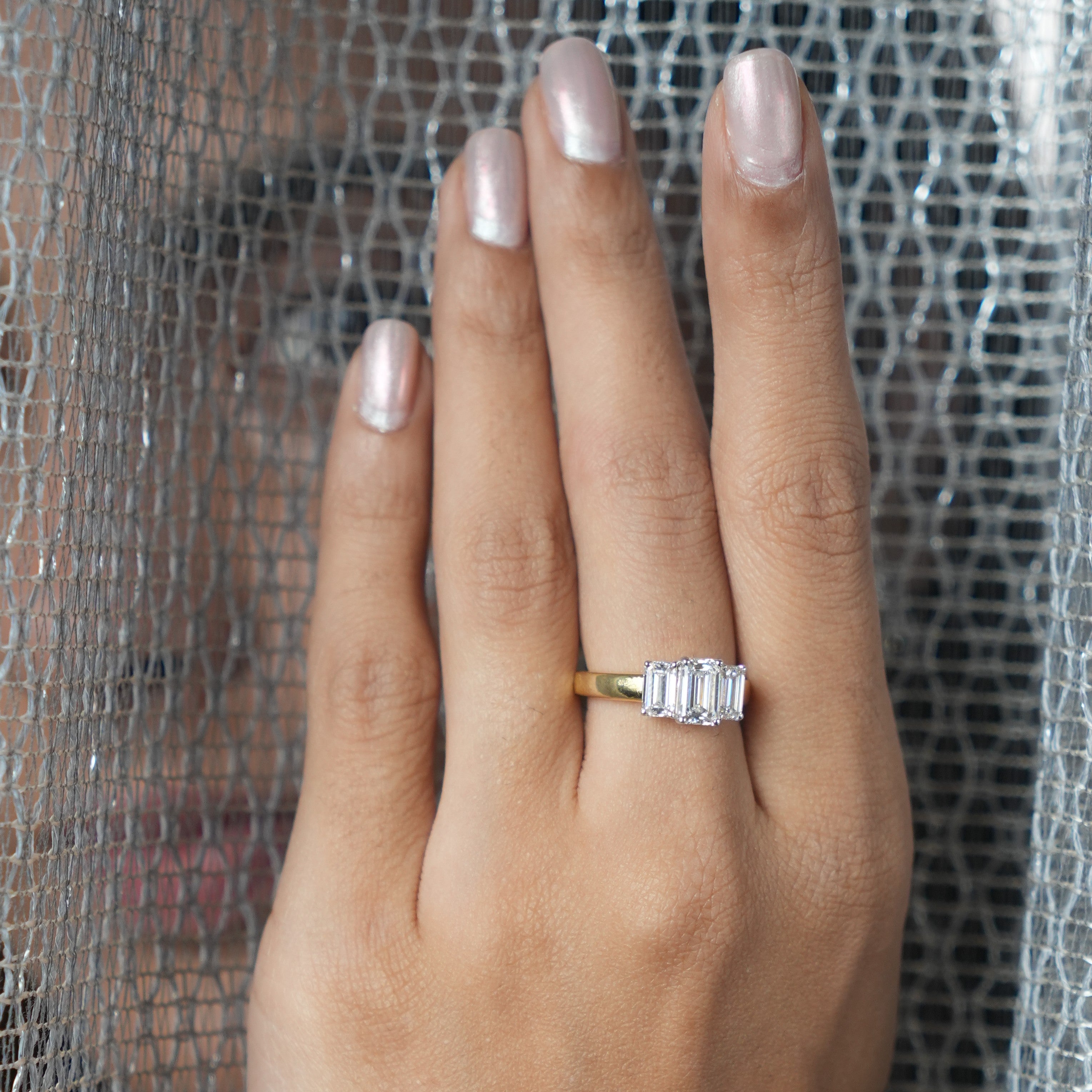 Eternity Trio Emerald Cut Ring - 1 ct emerald diamond