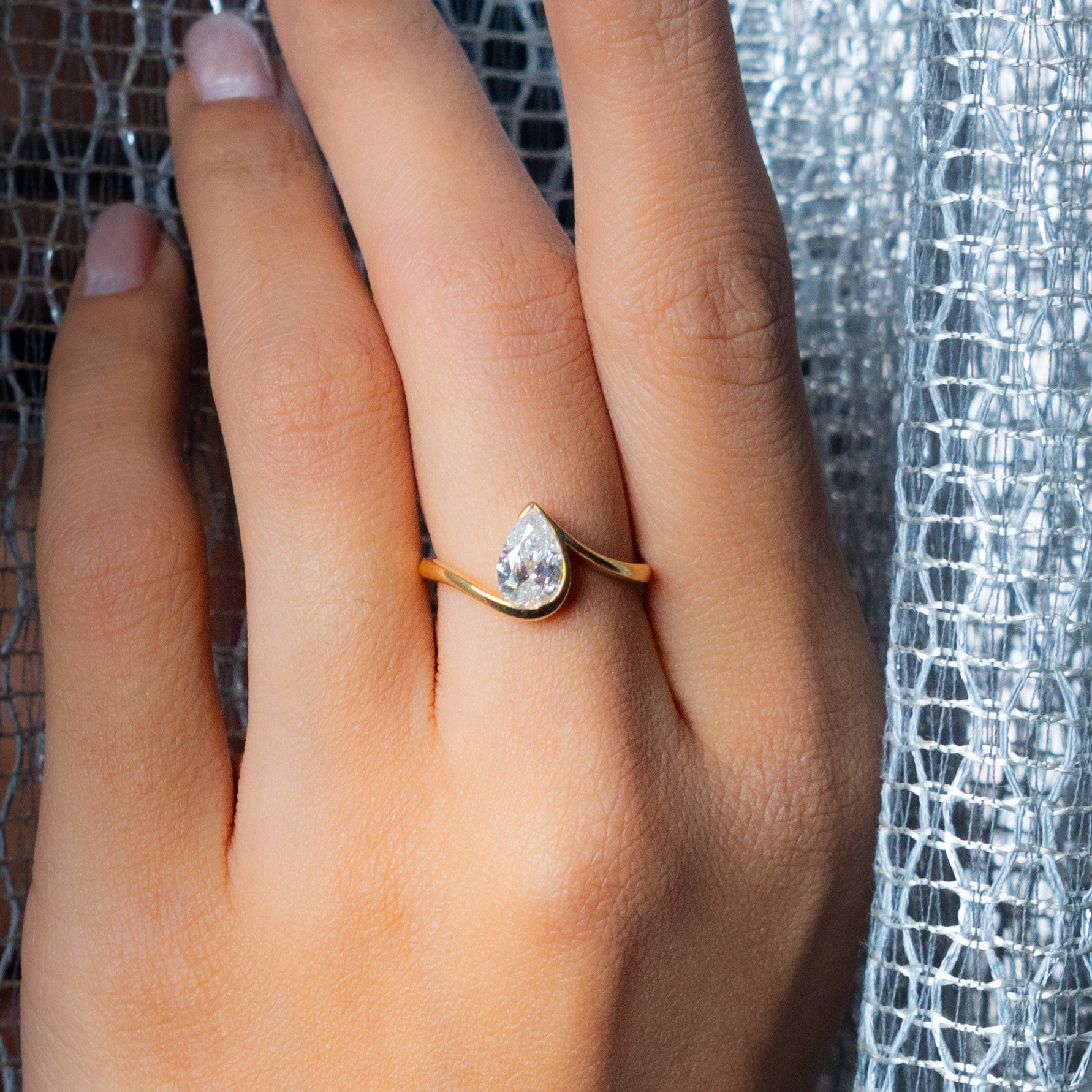 Dewdrop Ring - 1.1 ct pear