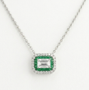 Double Halo Emerald Necklace