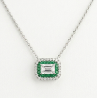 Double Halo Emerald Necklace