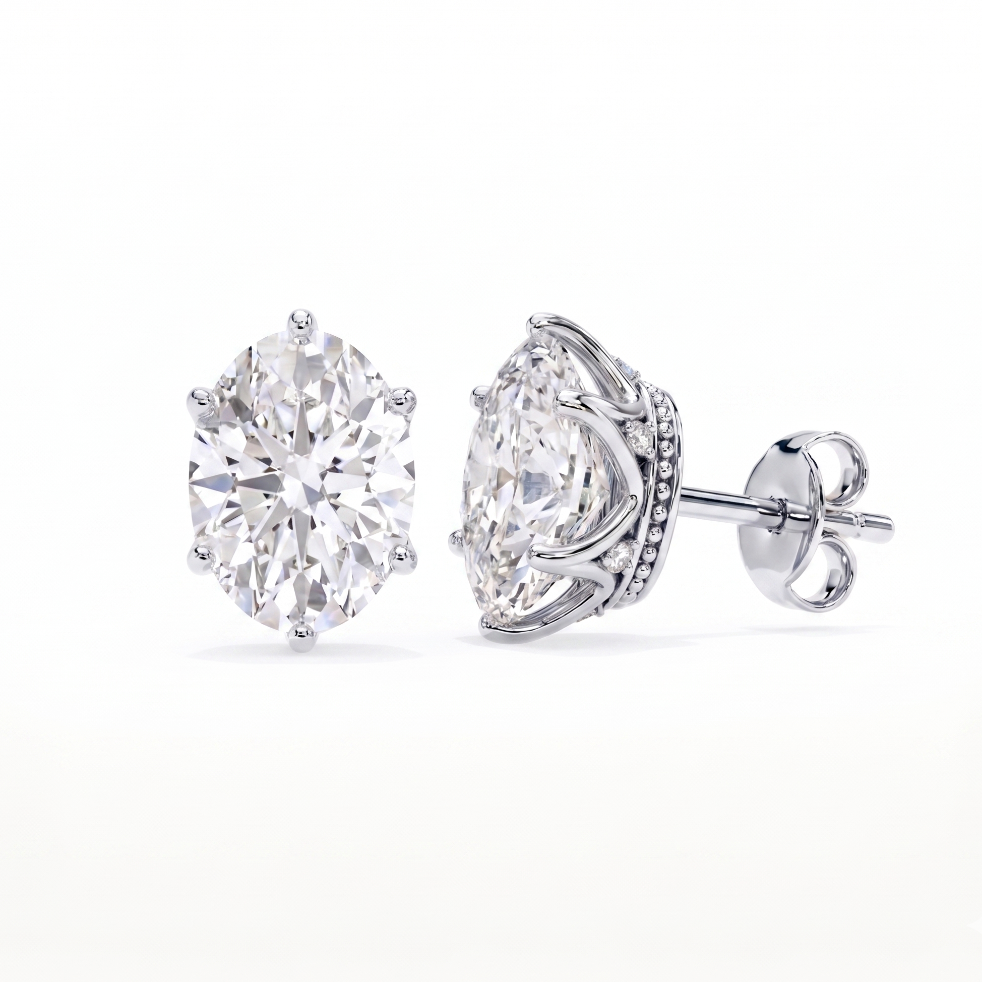 Oval studs - Crown setting