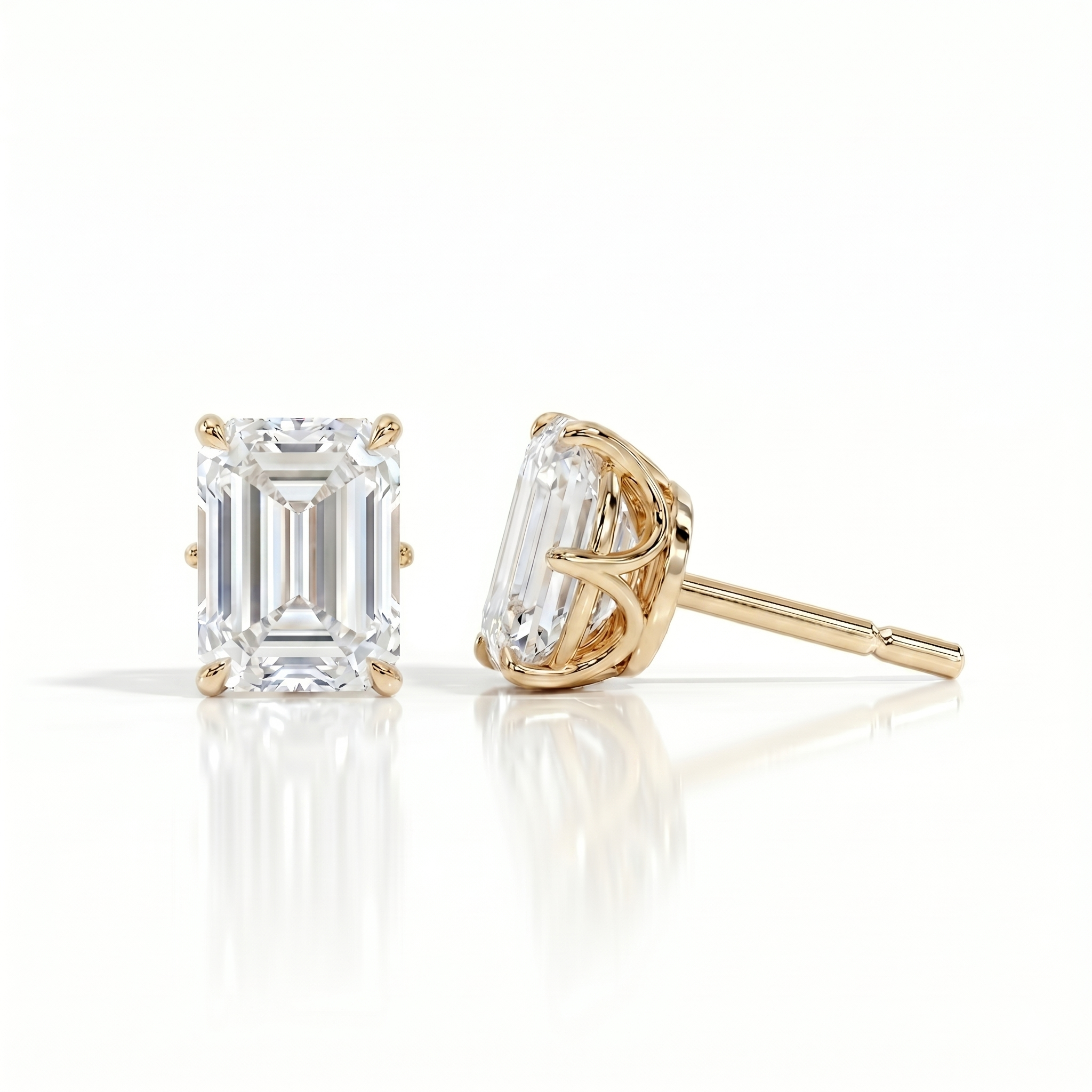 Emerald studs - Lotus setting