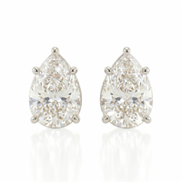 Pear solitaire studs - Lotus setting