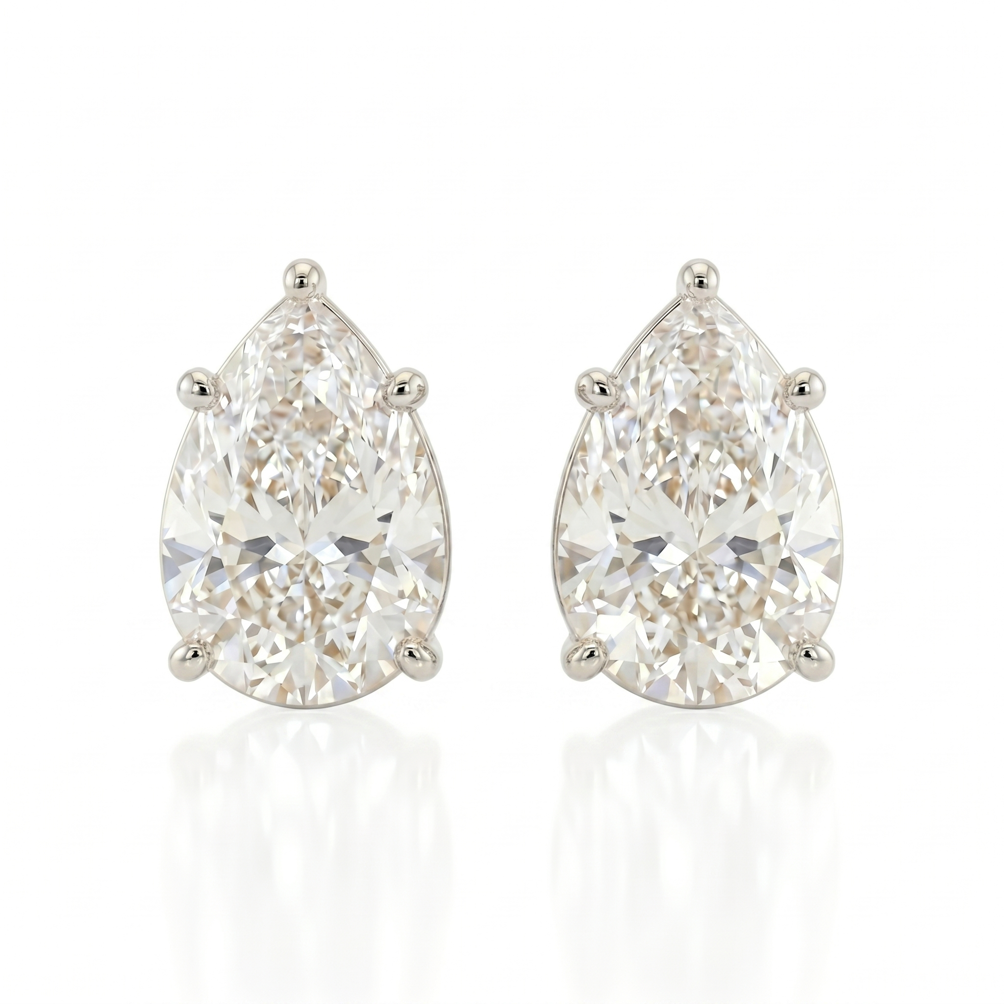 Pear solitaire studs - Lotus setting