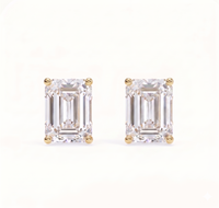 Emerald solitaire studs - Crown setting