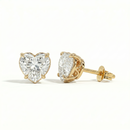 Heart solitaire studs - Lotus setting