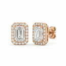 Emerald Halo Studs - Basket Setting