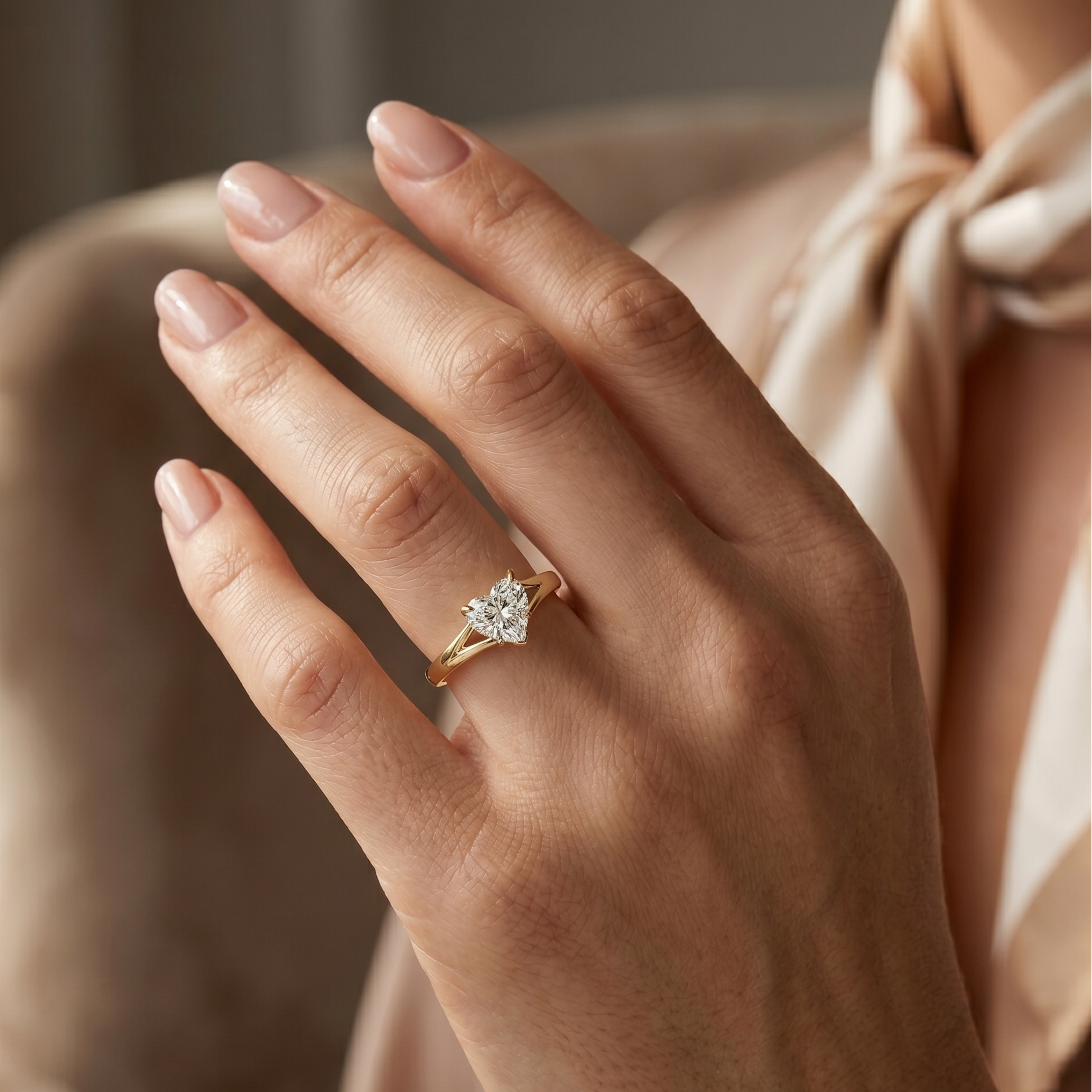 Split Band Ring  - Heart 0.5ct
