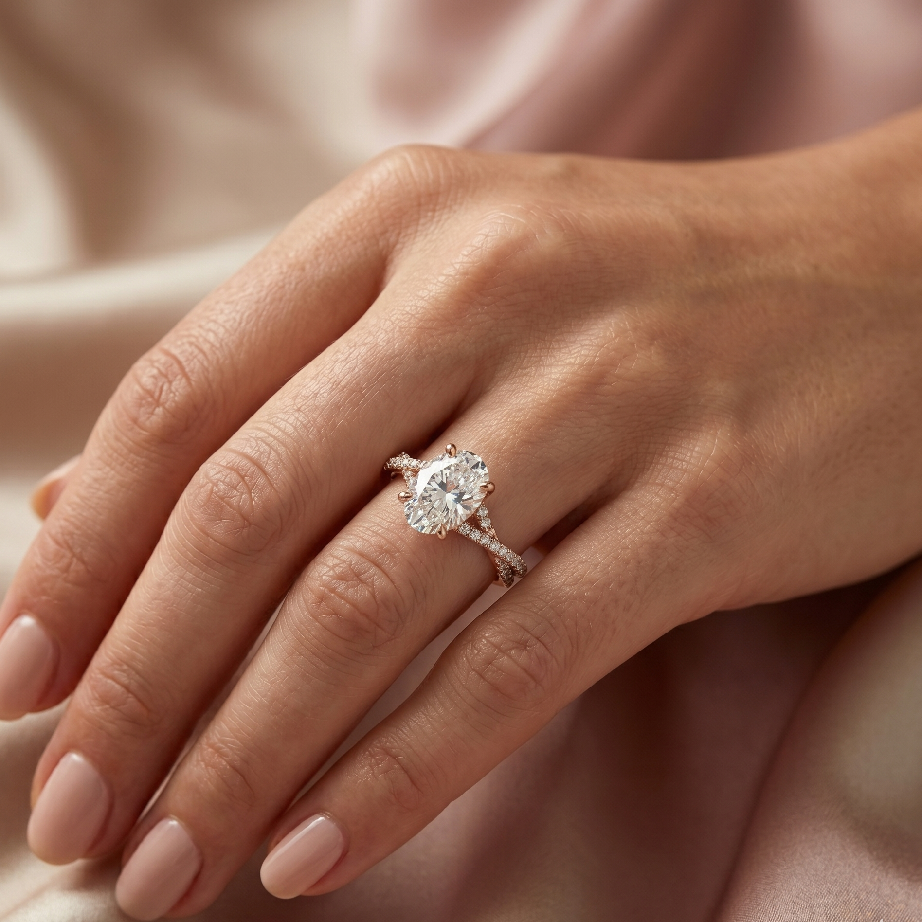 Twist Solitaire Ring - Oval 1.5ct