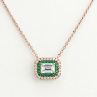 Double Halo Emerald Necklace