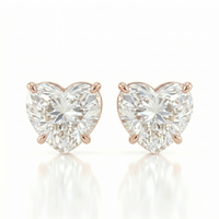Heart solitaire studs - Lotus setting