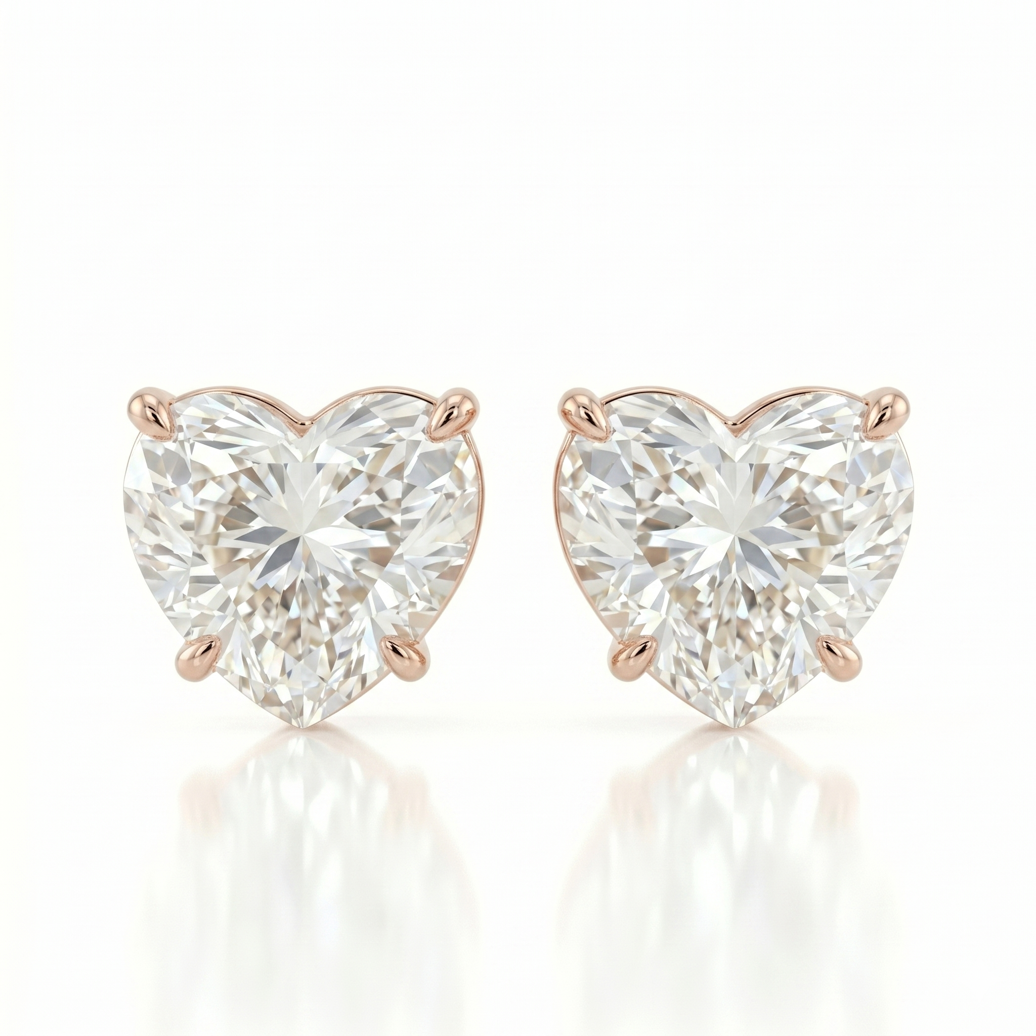 Heart solitaire studs - Lotus setting