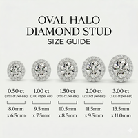 Oval Halo Studs - Basket Setting