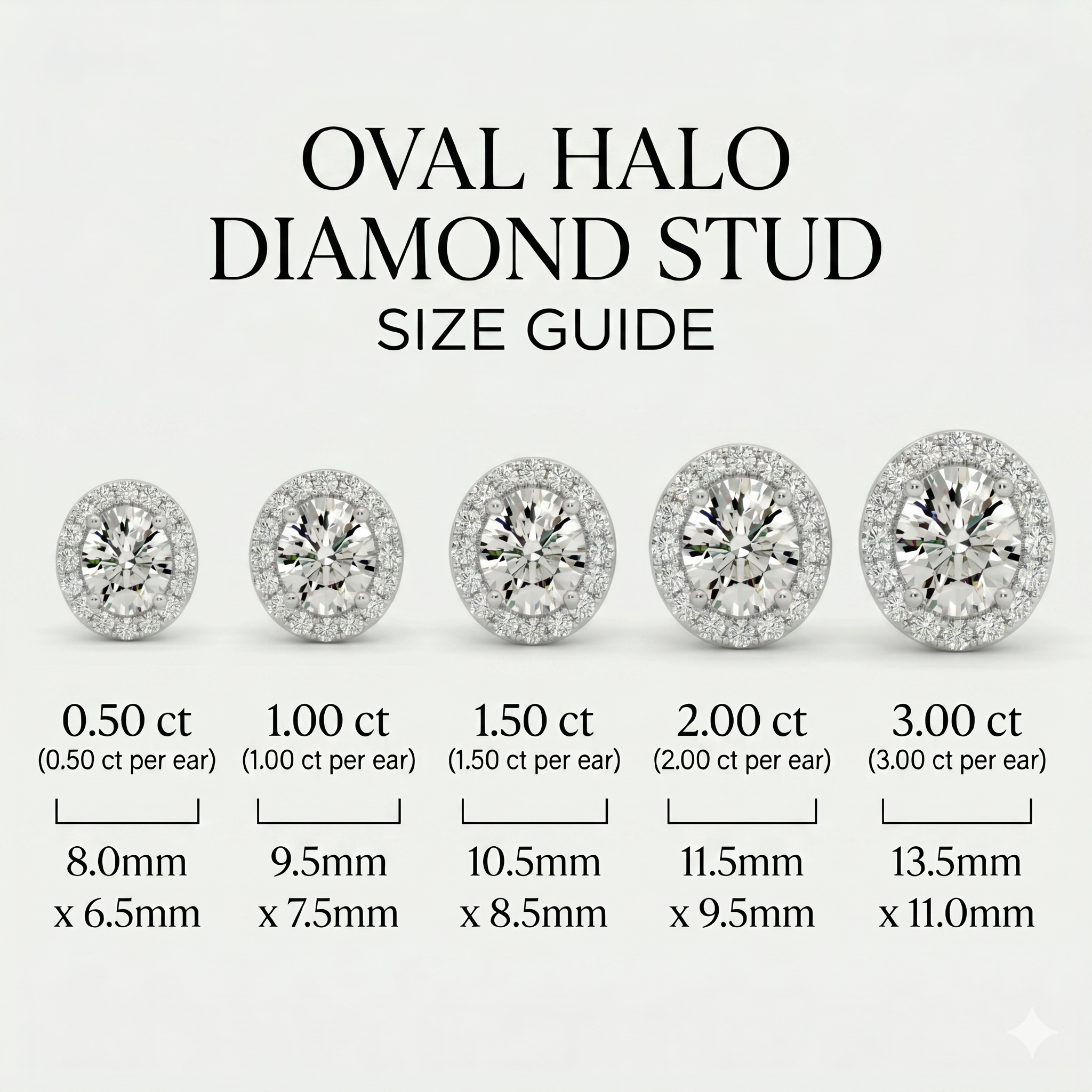 Oval Halo Studs - Basket Setting