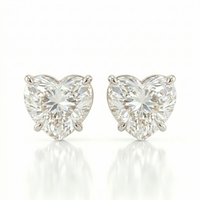 Heart solitaire studs - Lotus setting